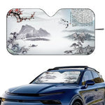 Chinese Plum Flower Sunshade Windscreen 3D Film Plaid Gift Novelty Car Front Window additional angle