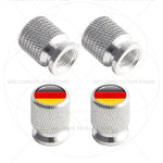 4Pcs Aluminum Motorcycle Car Tire Valve Caps with Germany France Italy Flag Emblems additional angle