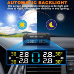 Tire Pressure Monitoring System, Universal Wireless TPMS with Solar And USB Charging, 5 Alarm Modes, Real-Time Monitoring of Pressure And Temperature, Auto And Color Display Screens, Suitable for 4-Wheeled Vehicles