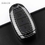 ABS Carbon Fiber Style Car Key Case Cover For Hyundai i30 ix25 Elantra KONA Solaris Azera Grandeur TM Accent Santa Fe Keychain