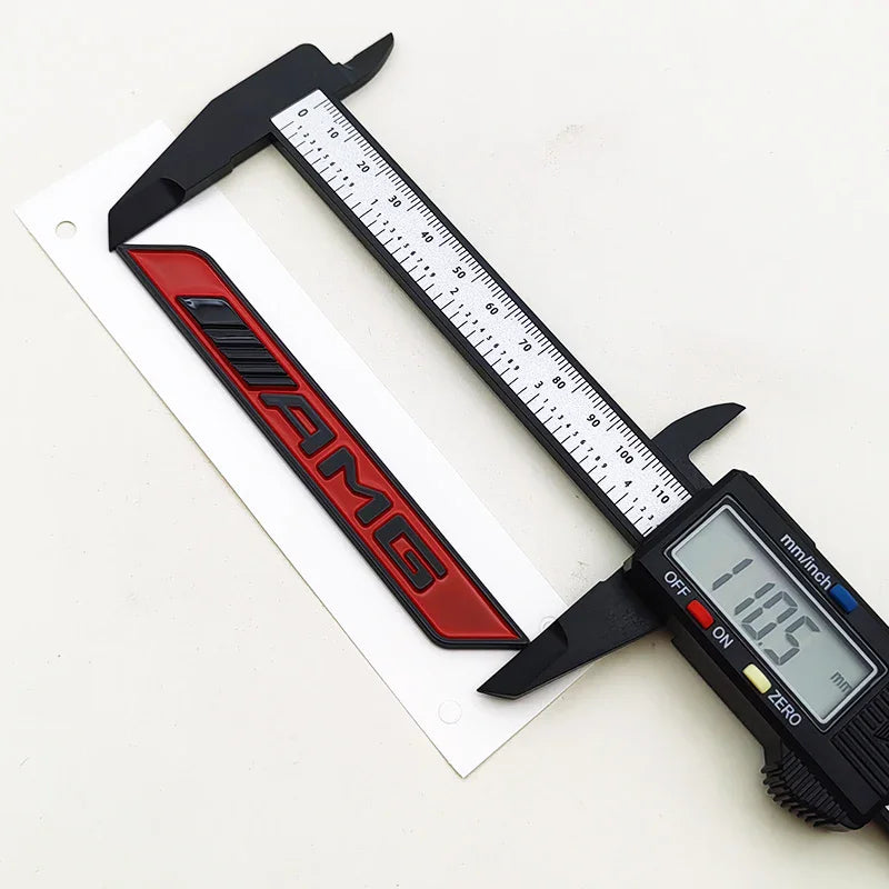 2pcs ABS Logo AMG Emblem Sticker Car Fender Side Badge for Mercedes A45 C63 W204 W205 close-up view
