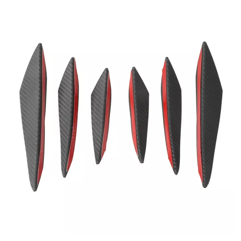 6pcs Universal Rubber Car Front Bumper Lip Protector Rear Diffuser Black Carbon Fiber Sp detail view