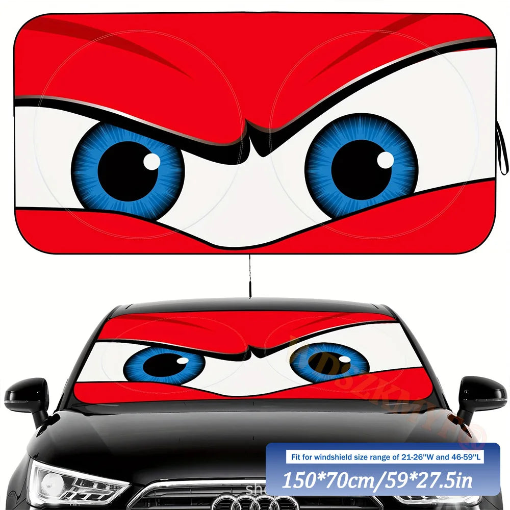 Devil's Eyes 70x150cm Cartoon Car SunShade Windscreen Front Window Visor | Solar Prot lifestyle view