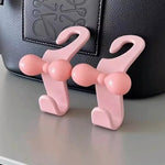 1pcs Cute Bow Pink Car Seat Back Hook Non Marking Headrest Hanger for Purse Umbrella Grocery Bag Car Organizer Accessory