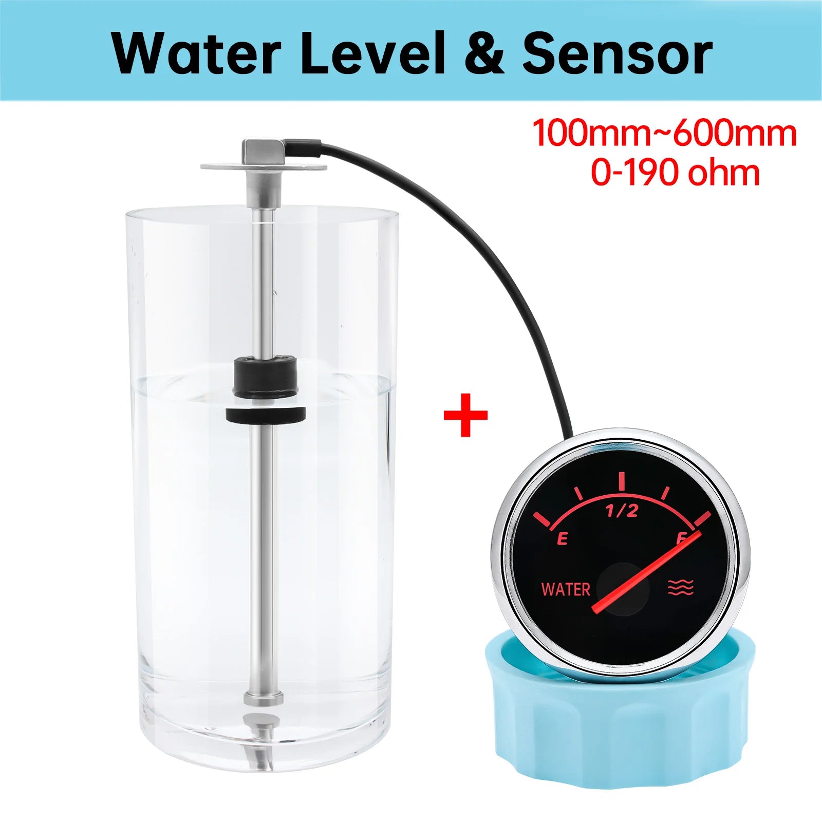 52MM Water Level Gauge with Red Backlight | 0-190 Ohm Water Tank Sensor and Meter lifestyle view