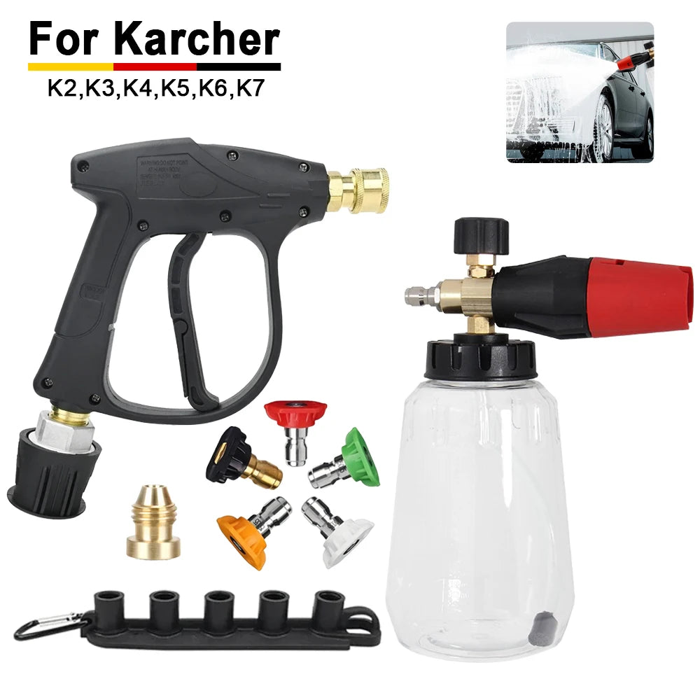 Karcher Compatible Snow Foam Lance Kit | High Pressure Water Gun with Quick Connector and Multi Nozz