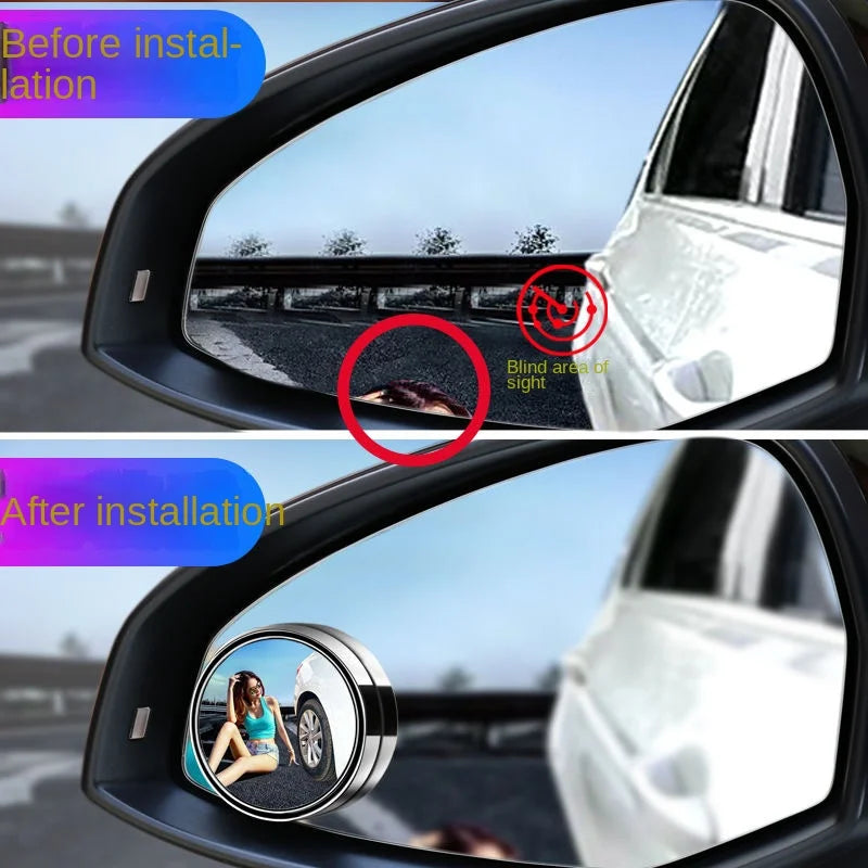 Car Blind Spot Rear View Mirror Wide Angle 360 Degree Adjustable Small Round Mirror C lifestyle view