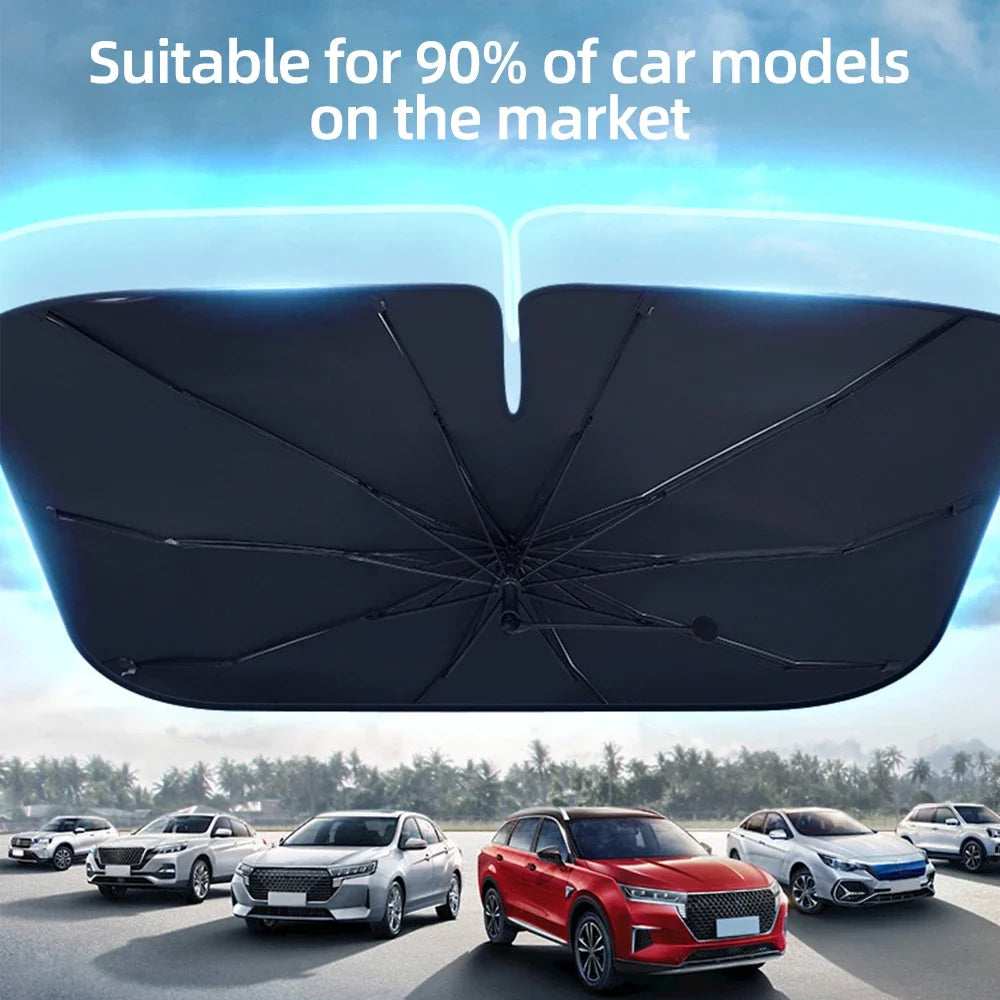 Car Sunshade Windshield Umbrella Front Sun Shade Parasol Foldable Summer Protection C lifestyle view