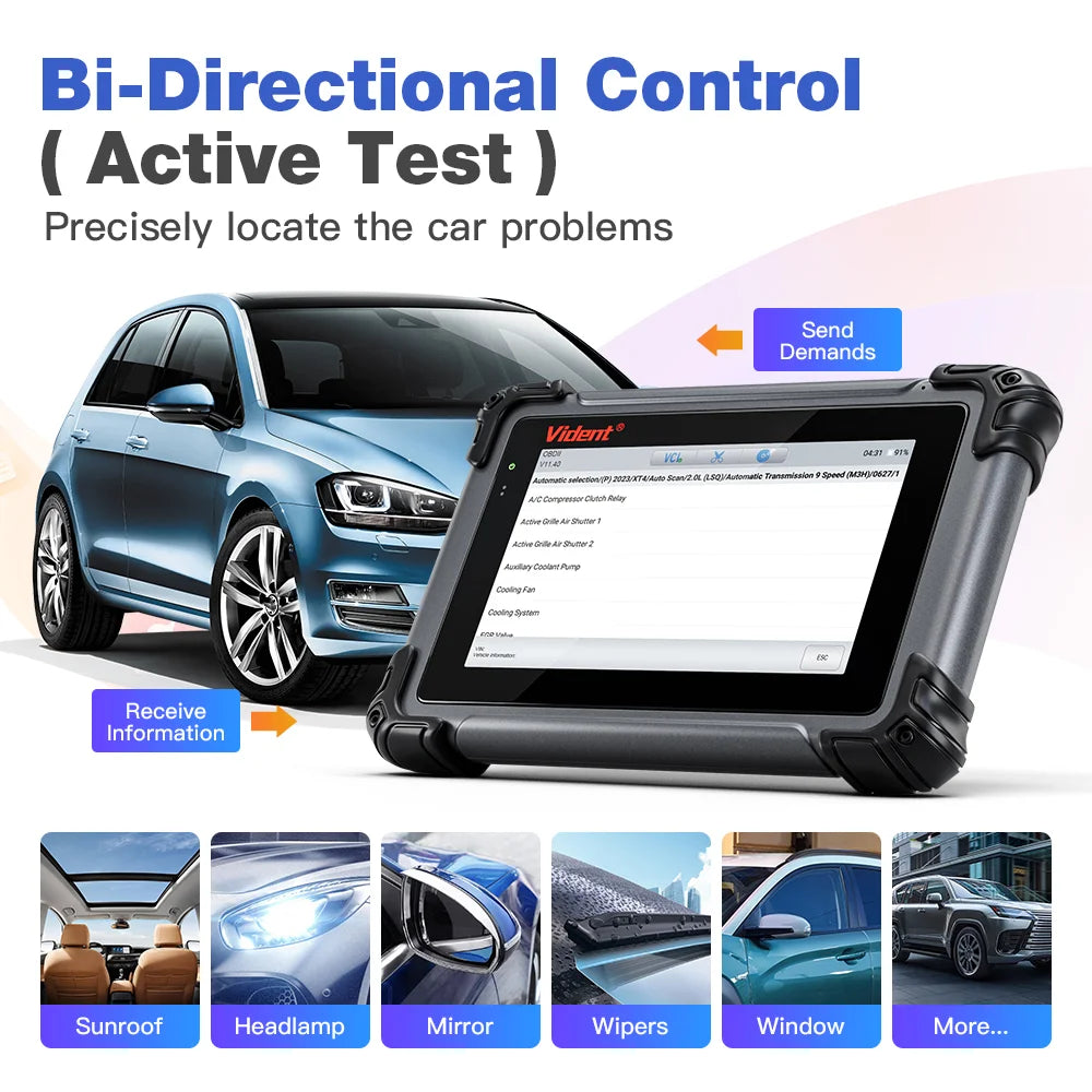 VIDENT ISmart800 Pro OBD2 Scanner Full System Car Diagnostic Tool Key Programming Bi-Directional Control 40+ Reset CAN FD& DoIP