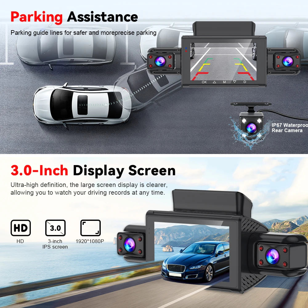 4CH WiFi Dash Cam Front FHD 1080P | 360° Car DVR with Parking Mode additional angle