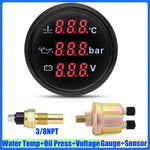 3 In 1 Digital Gauge Water Temperature Bar Oil Pressure Gauge With Alarm Voltmeter additional angle