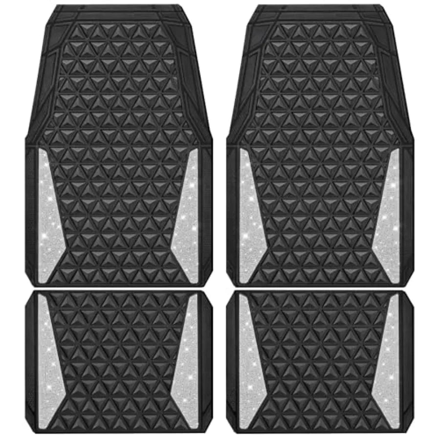 Dazzle Glitter Car Floor Mats | 3D Rhombus, Anti-Slip, Waterproof, Universal Trim Fit