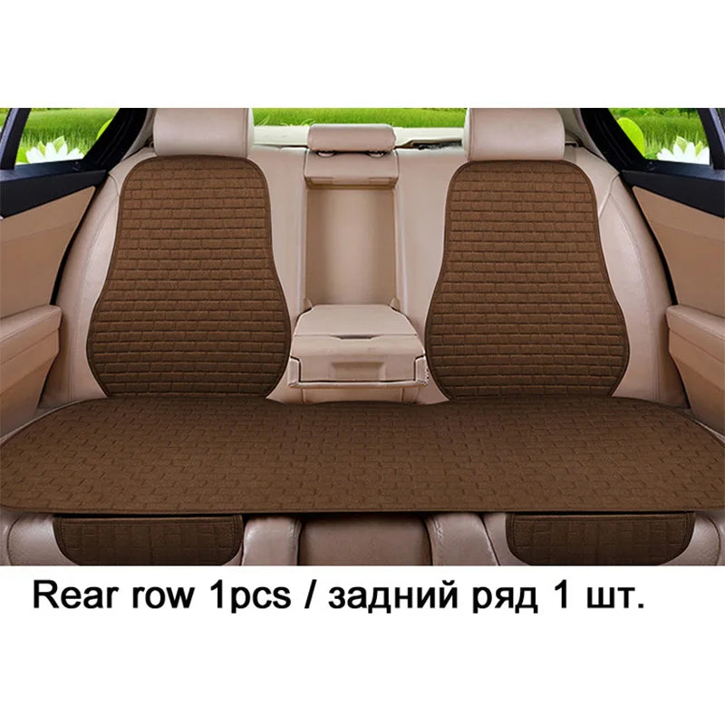 Flax Car Seat Cushion Pad Thick Fiber Filled Seat Cover close-up view