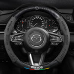 Carbon Fiber Suede Car Steering Wheel Cover | Compatible with Mazda 3 5 6 CX5 CX8 M additional angle