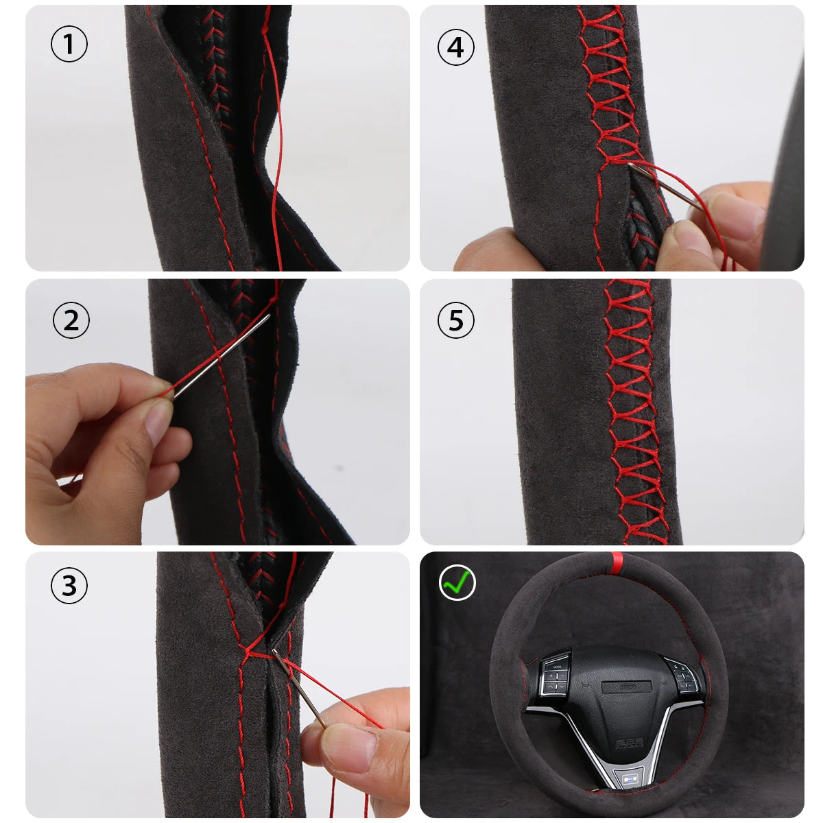 Faux Leather Steering Wheel Cover | DIY Hand Sewing additional angle