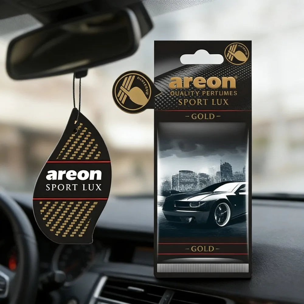 Areon Sport Lux Gold Hanging Car Air Freshener | Long-Lasting Odor Eliminator