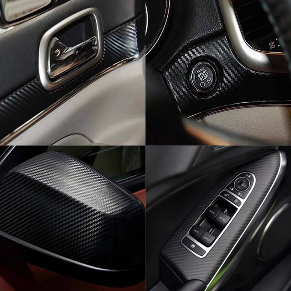 3D Carbon Fiber Black Car Sticker Vinyl Wrapping Film PVC Car Motorcycle Decal Auto A alternate view