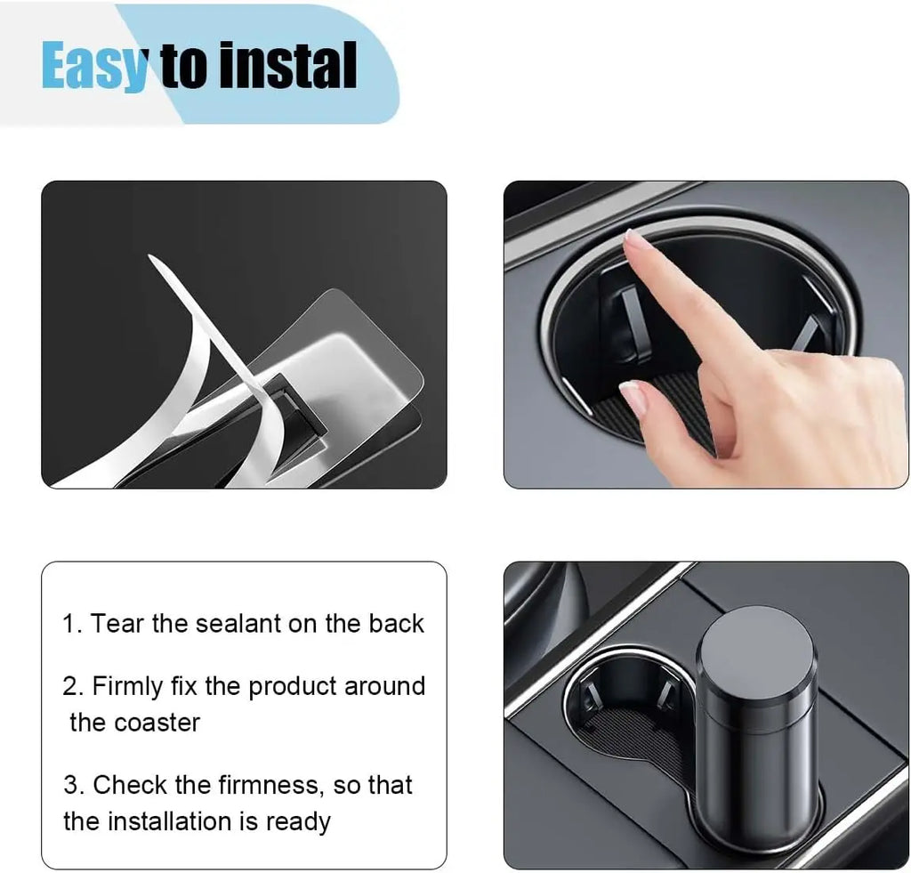 Car Cup Holder Position Limiter | Anti Shake Cup Slot Insert with Self Adhesive Pad close-up view