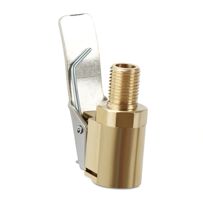 Car Auto Brass 8mm Tyre Wheel Tire Air Chuck Inflator Pump Valve Clip Clamp Connector close-up view