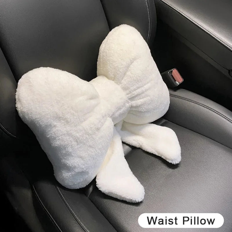 Cute Bowknot Car Headrest Neck Pillow | Plush Lumbar Support Cushion lifestyle view