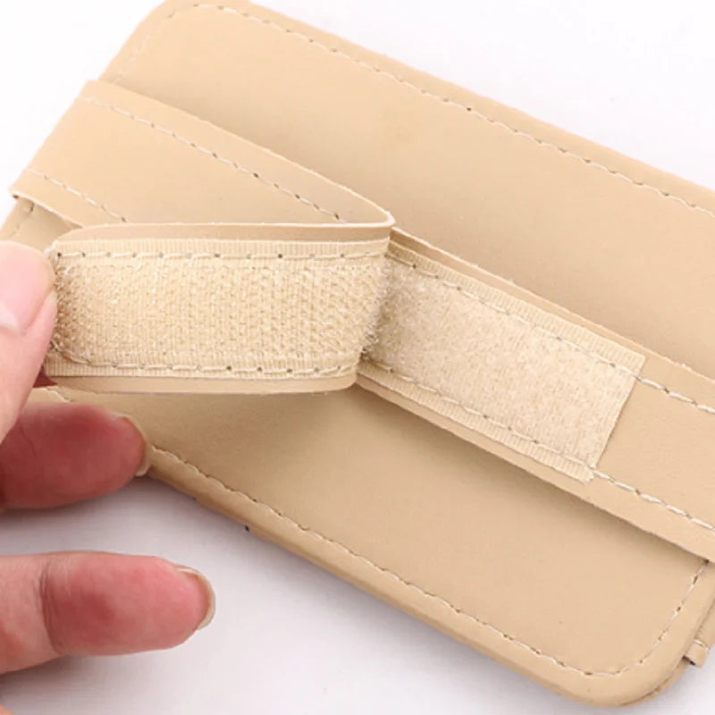 Leather Sun Visor Organizer Storage Pocket Bag