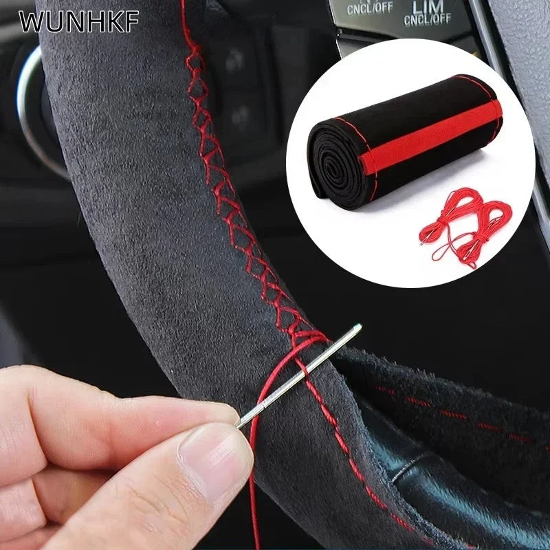 Steering Wheel Cover 38cm Braided Suede Leather Anti Slip alternate view