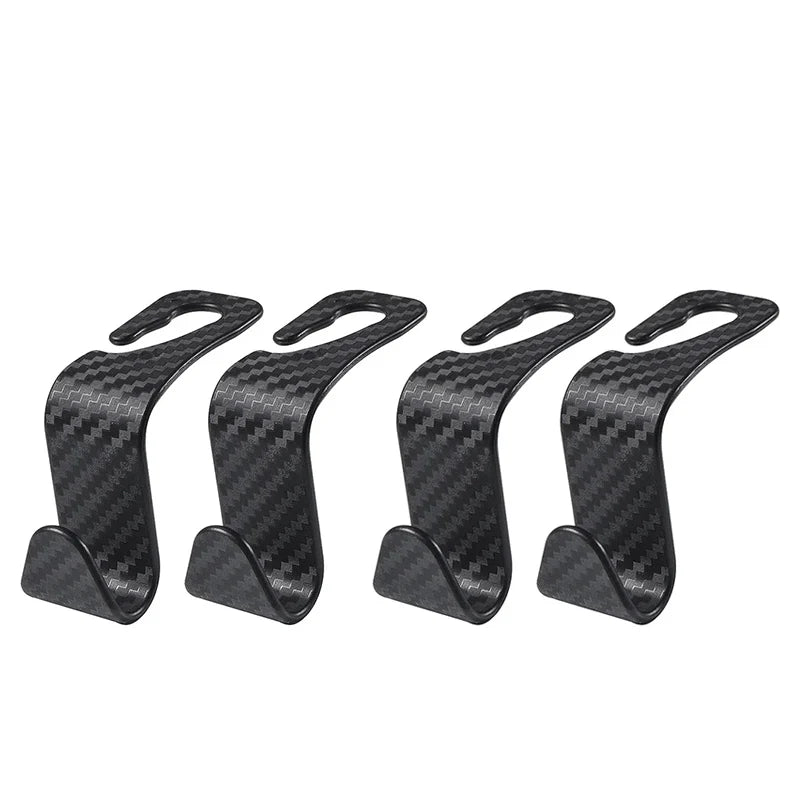 4 Pack Carbon Fibre Car Seat Headrest Hook Back Seat Organizer Hanger Holder for Handbag detail view
