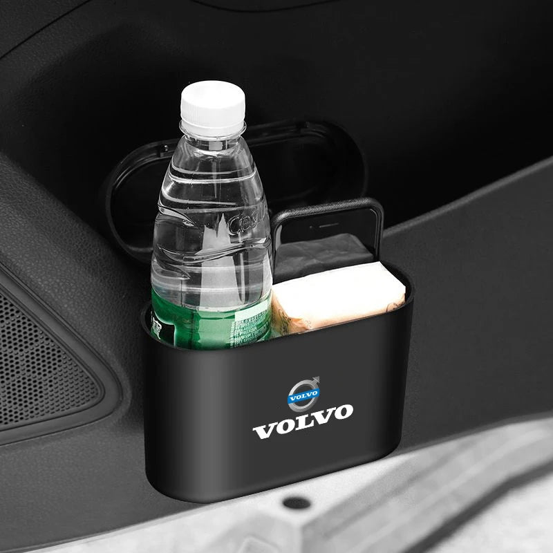 Car Trash Can Garbage Bin Storage Box Interior for Volvo Models | Black ABS additional angle