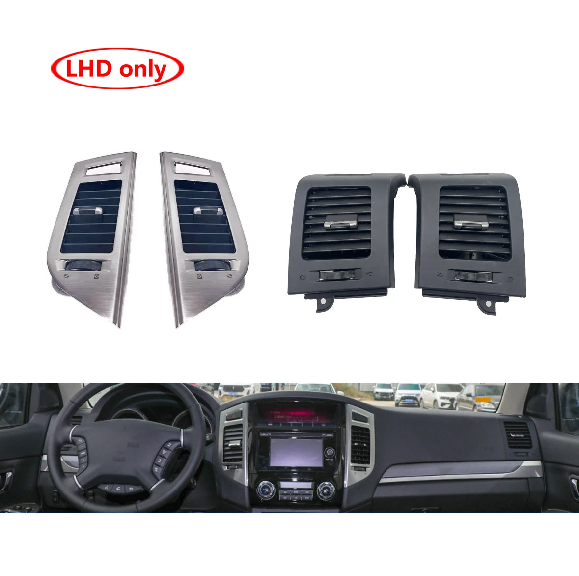4pcs LHD for Mitsubishi Pajero Montero V87 V93 V95 V97 V98 2007 2008-2022 Car dashboard air conditioner air outlet AC vent