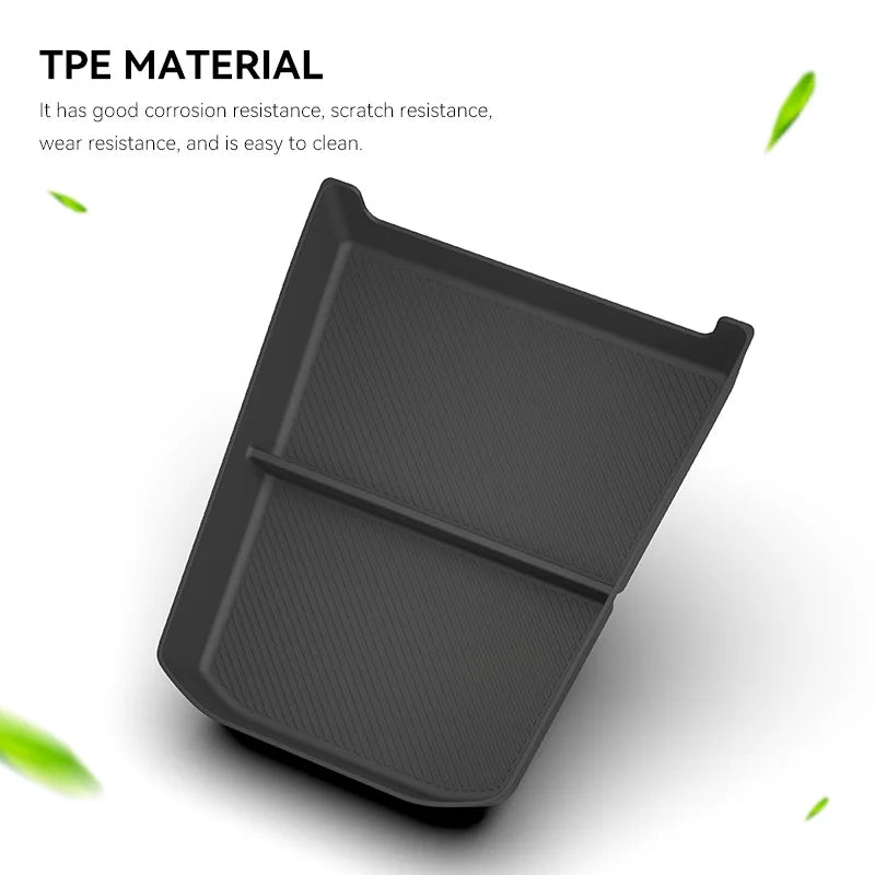 For Toyota BZ4X 2026 RHD Upgraded Center Console Lower Storage Box & Anti-Slip TPE Org close-up view