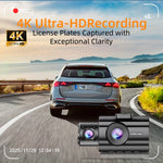 Dash Cam for Cars 3 Channel Car DVR 4K Camera Video Recorder Front and Rear Inside View Camera for Vehicle Three Way Dashcam