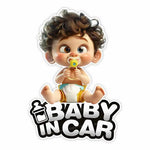 Cute Baby Pacifier in Car Warning Sticker | Baby Safety Car Window Decal close-up view