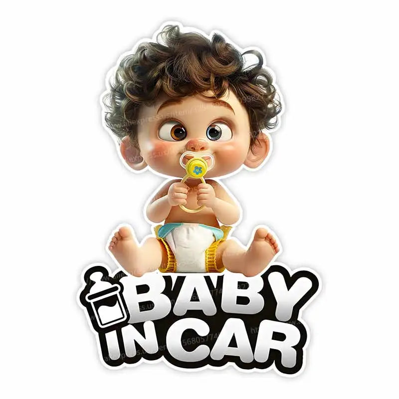 Cute Baby Pacifier in Car Warning Sticker | Baby Safety Car Window Decal close-up view
