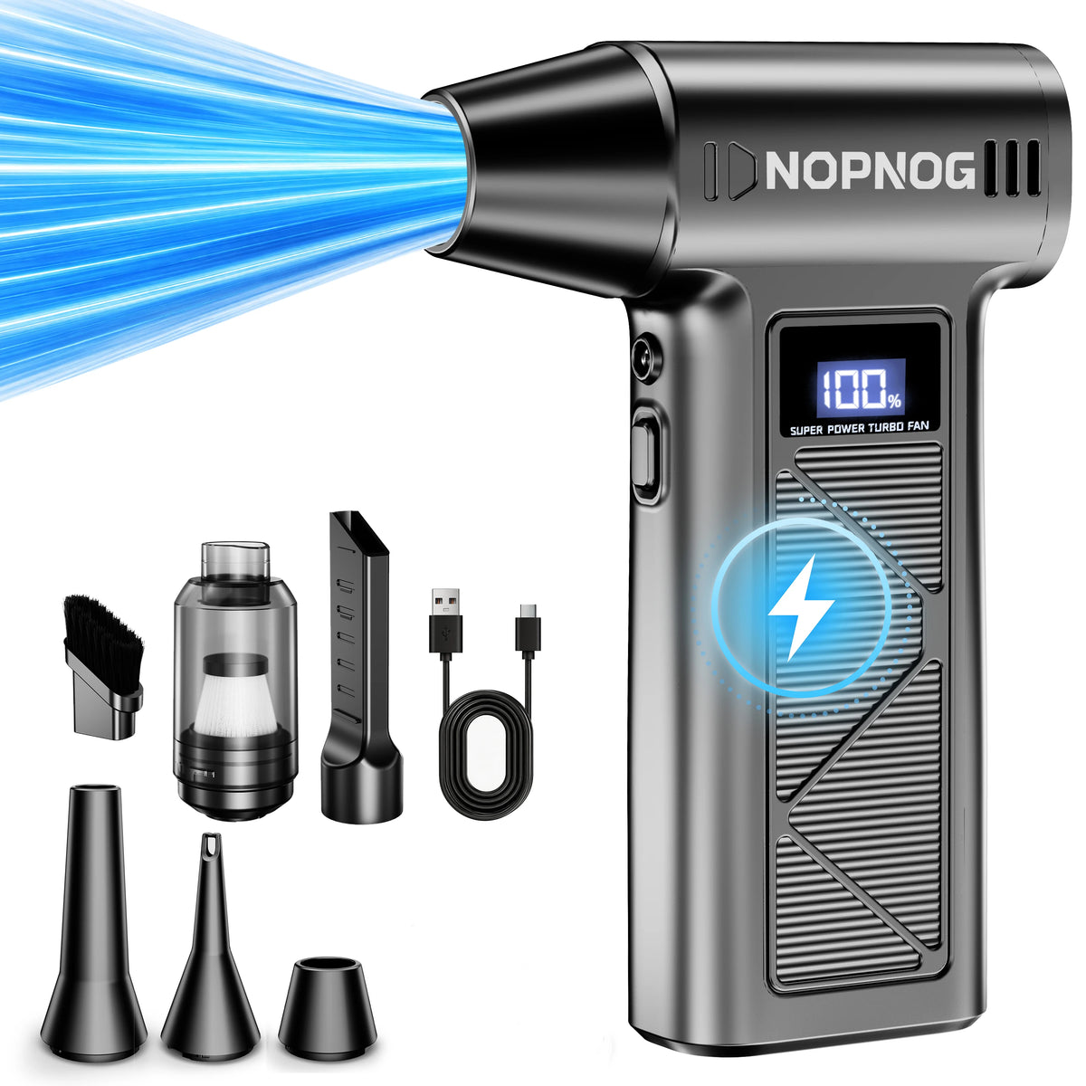Vacuum Cleaner Air Blower Powerful Turbo Fan Car Cleaning Tools Electric Air Duster Auto Dust Collector for Home Outdoors Camping Truck RV Universal 110000RPM