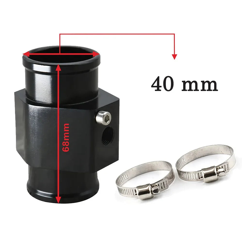 Blue and Black Aluminum Water Temp Gauge Adapter | 26-40mm Radiator Hose Sensor Pipe for detail view