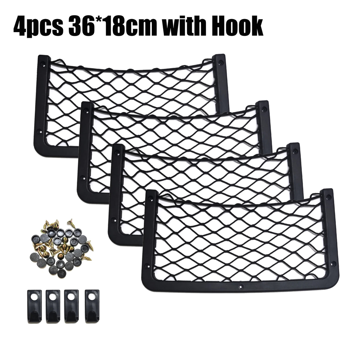 Black Multi Size Car Organizer Net Pocket Car Net Bag Phone Holder Rack Storage Mesh lifestyle view