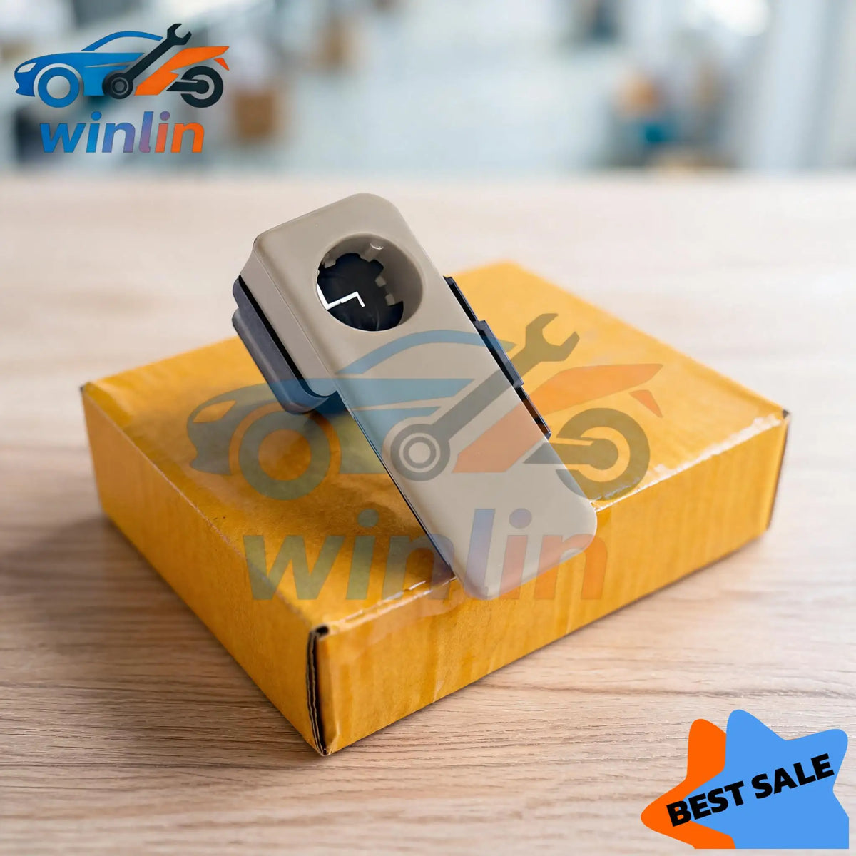 OEM 5550635020E0 ABS Glove Box Lock Latch Handle for Toyota 4Runner 2003-2009 Gray/Bei close-up view