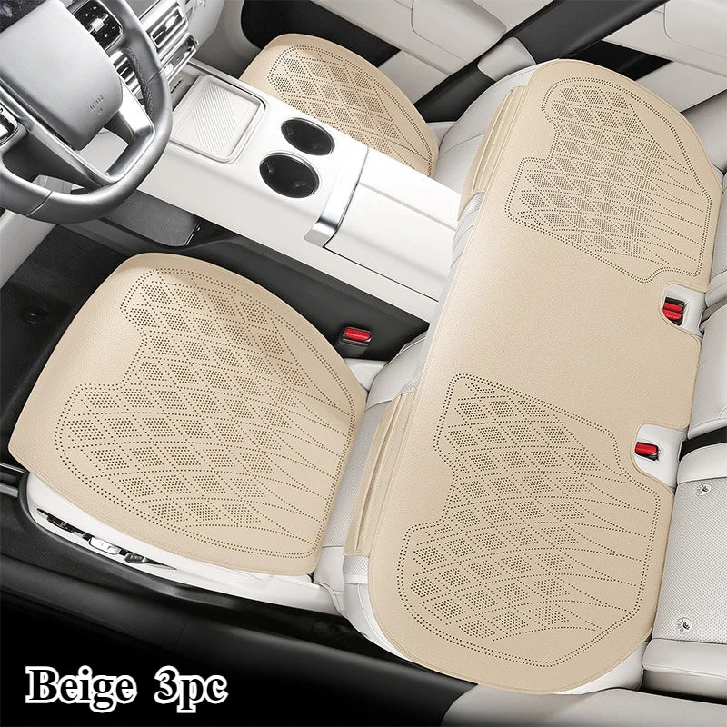 Premium Nappa Leather Car Seat Covers Laser Perforated for Airflow Ultra Soft Anti Sli close-up view