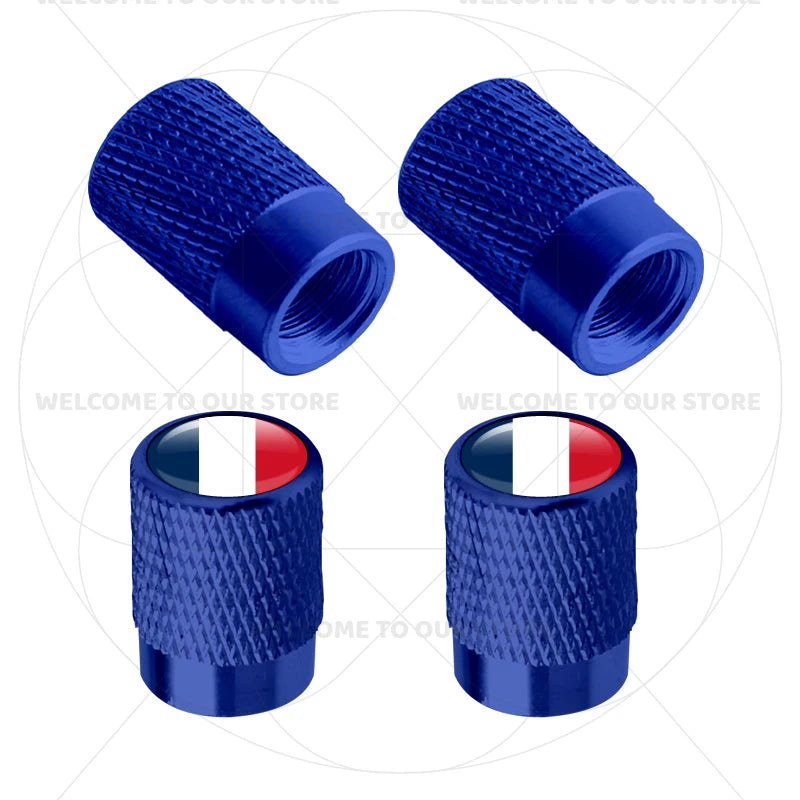 4Pcs Aluminum Motorcycle Car Tire Valve Caps with Germany France Italy Flag Emblems | alternate view