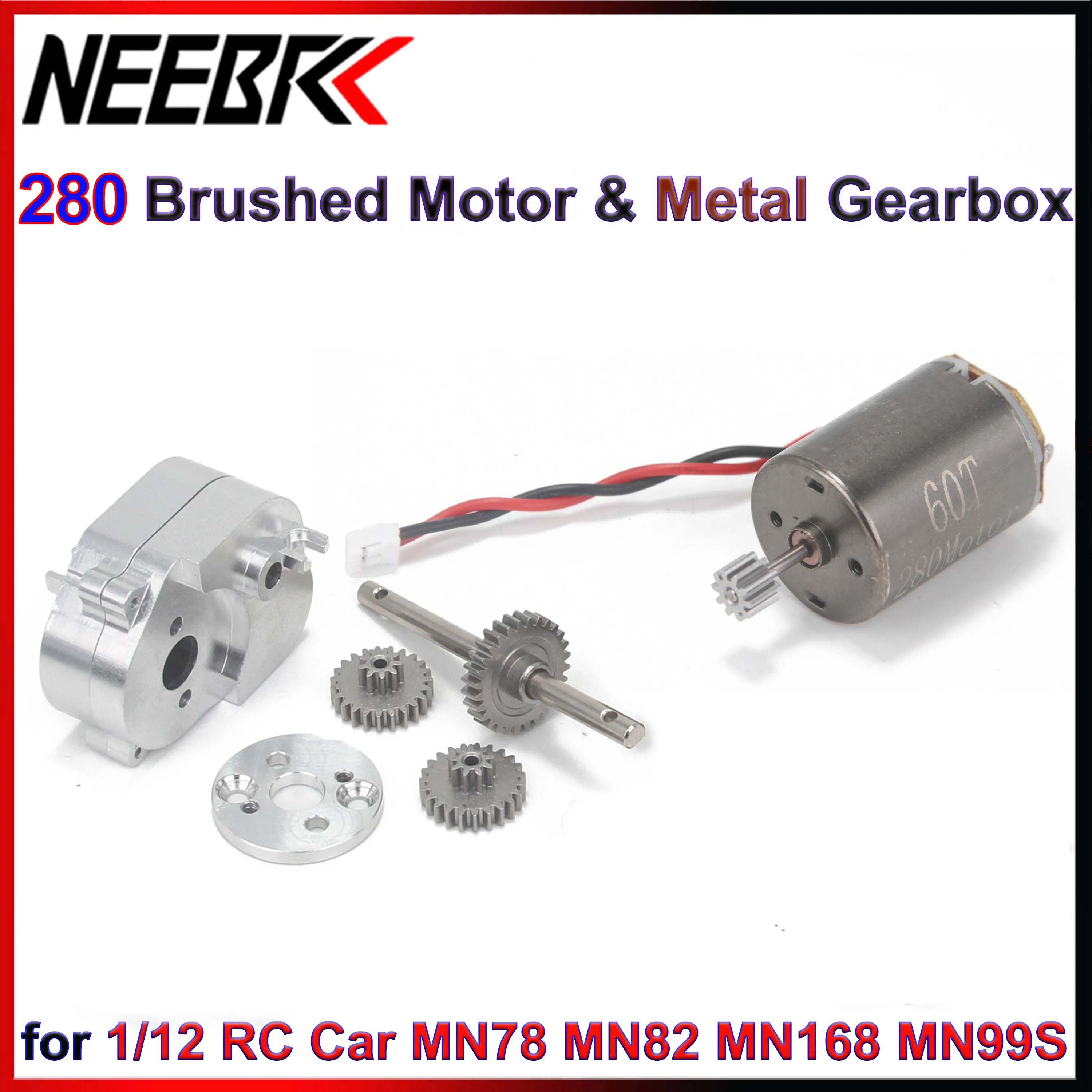 1/12 RC Car Accessories MN78 MN82 MN168 MN99S 280 Brushed Motor Metal Transmission Gearbox Crawler Vehicle Car Upgrade Parts