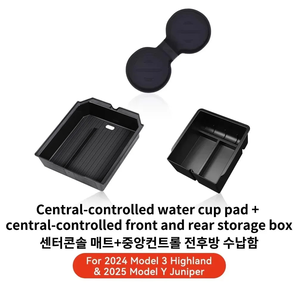 YZ For Tesla Highland Model 3 Y Juniper Hidden Storage Center Console Armrest Front an close-up view