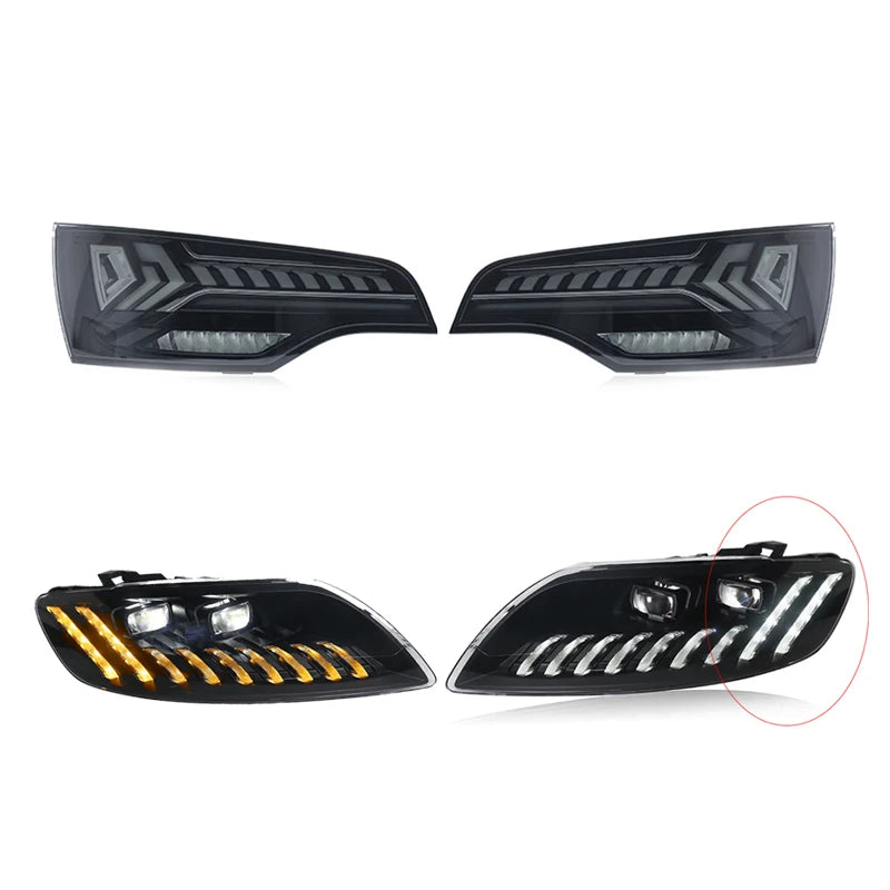 Car Styling Headlights +Taillight For Audi Q7 LED Headlight 2006-2015 Head Lamp DRL Si close-up view