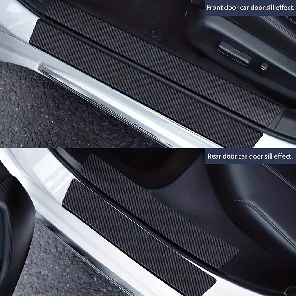 9pcs Carbon Fiber Car Door Sill Protectors: Vinyl Wrap Stickers for Maximum Protectio lifestyle view