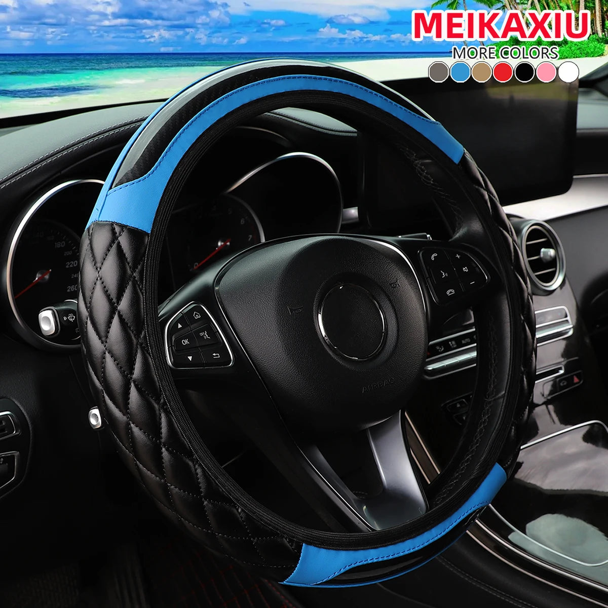Crystal Steering Wheel Cover for 14.5-15 Inch Steering Wheels close-up view