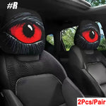 2PCS Generic Car Headrest Covers with Funny Smiley Face Design, Black Elastic Fabric, alternate view