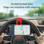 Universal Car Steering Wheel Phone Holder Telescopic Clip close-up view