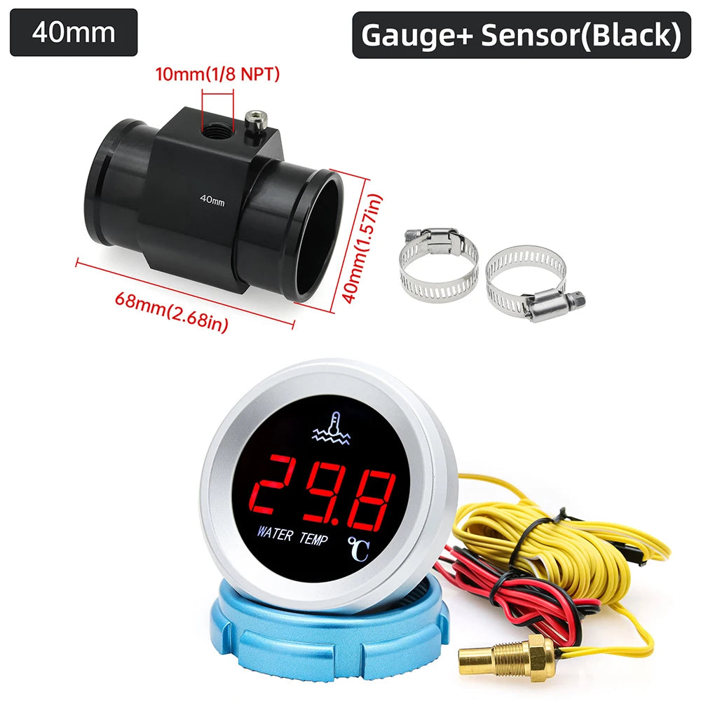 Car Water Temperature Gauge With 10mm Temp Sensor | Digital LCD Display for Car Truck Bo detail view