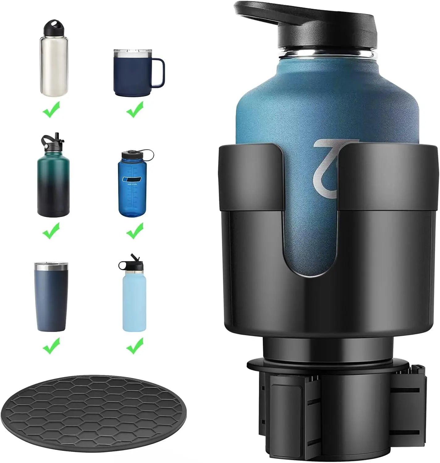 Car Cup Holder Expander | Adjustable Base Cup Holder Extender for Large Bottles