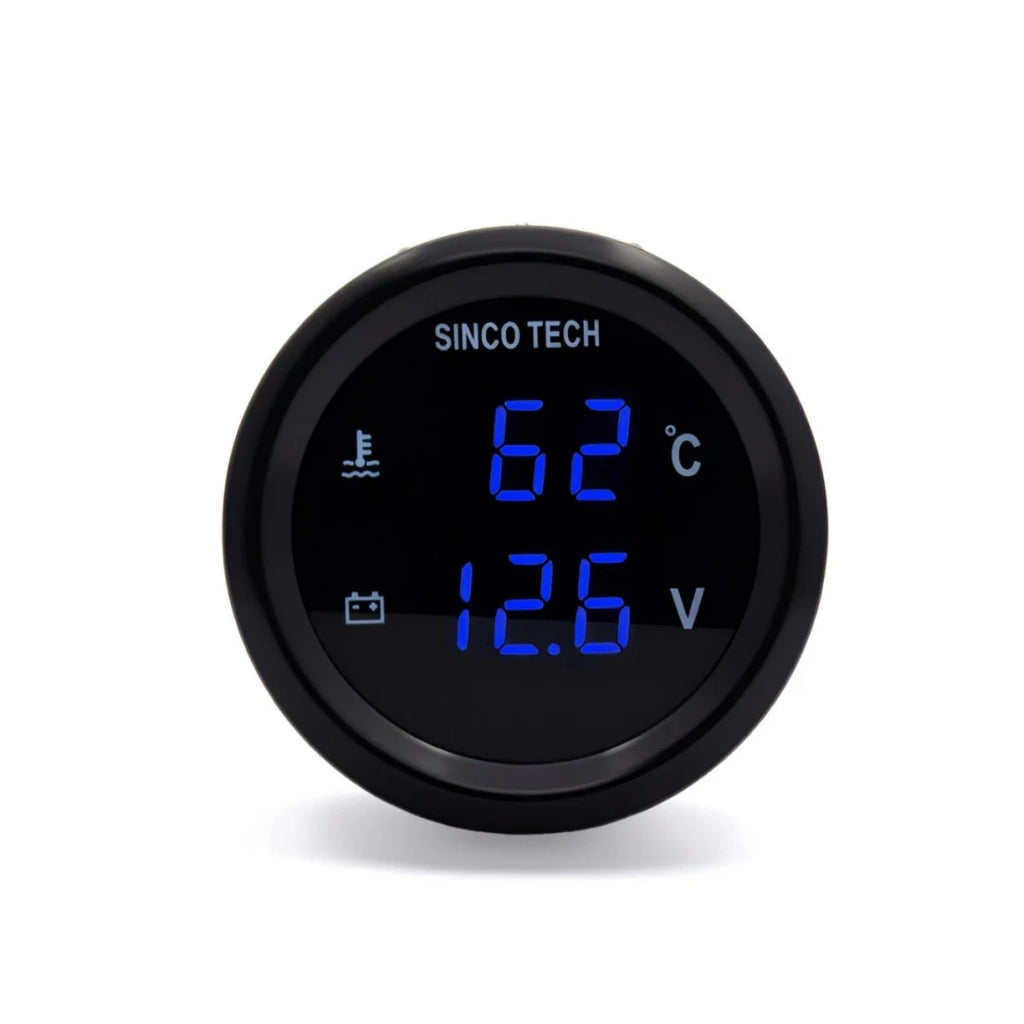 52mm Water Temperature Voltage Gauge Digital LED Double Display Car Gauge  Fit for12v/24v Cars