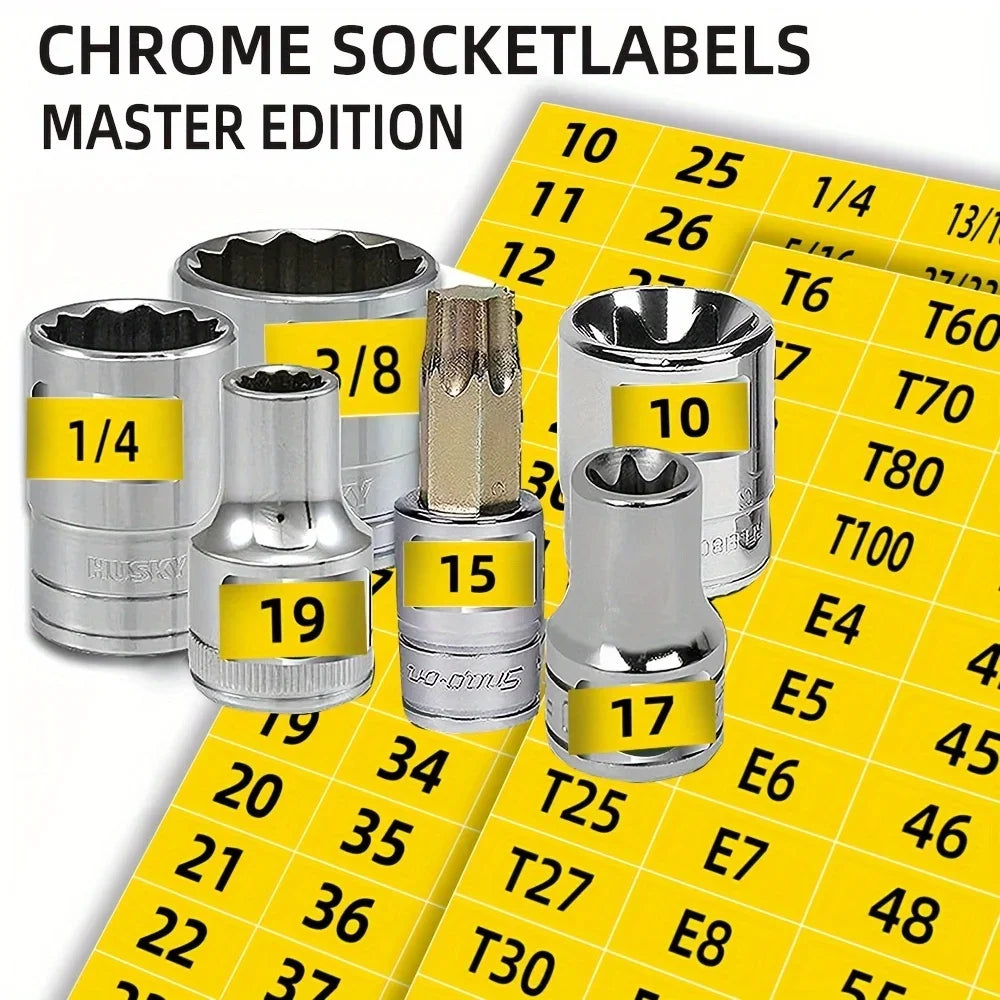 60pcs Mechanical Drive Socket Label Stickers Quick and Easy Reminder Sticker Toolbox Exterior Car St